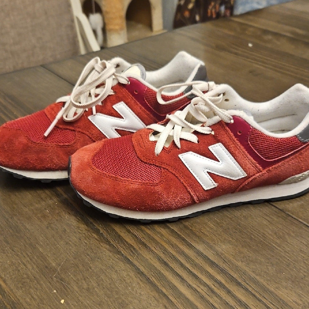 New Balance 574 Red and White Sneakers